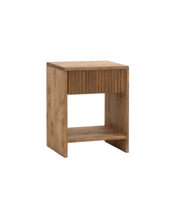 Table de chevet en bois massif avec un tiroir en ton chêne foncé en différentes tailles