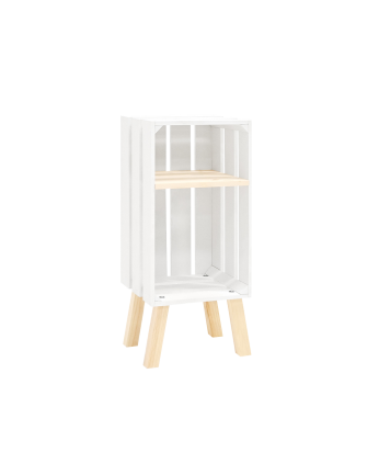 Table de chevet en bois massif blanc 66x26cm