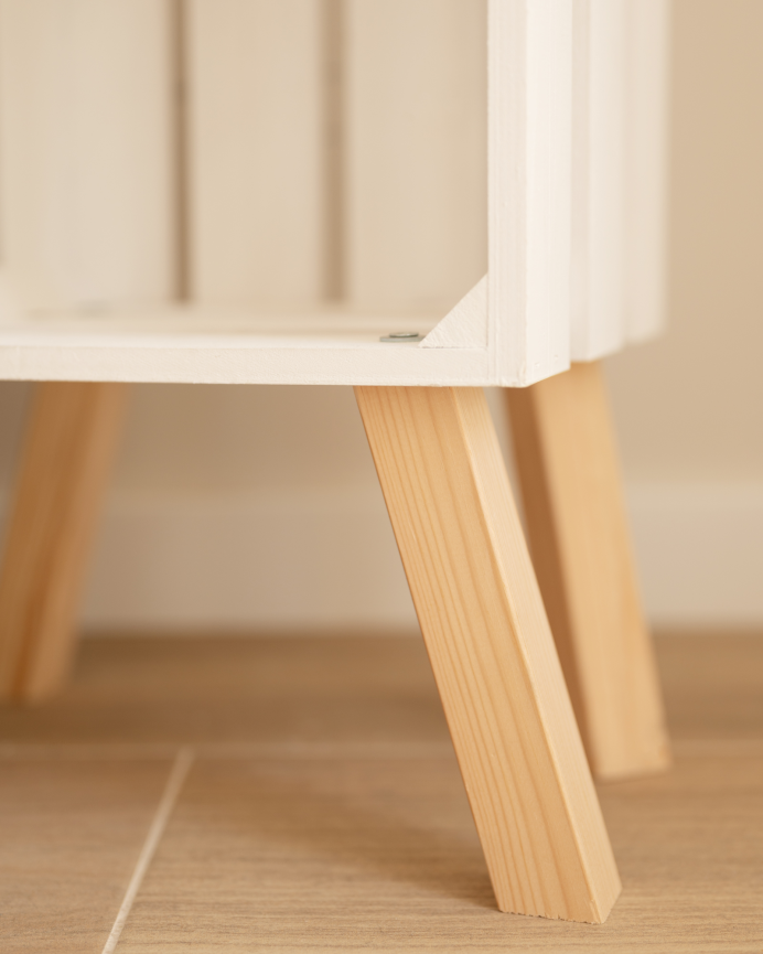 Table de chevet en bois massif blanc 66x26cm