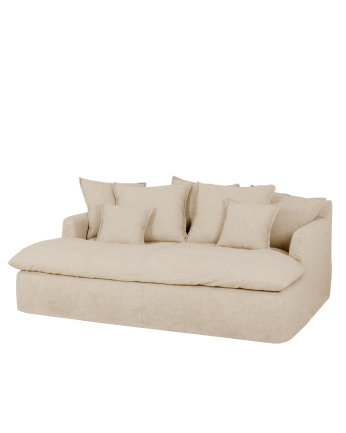 Canapé à profondeur longue en coton et lin déhoussable couleur beige en différentes tailles