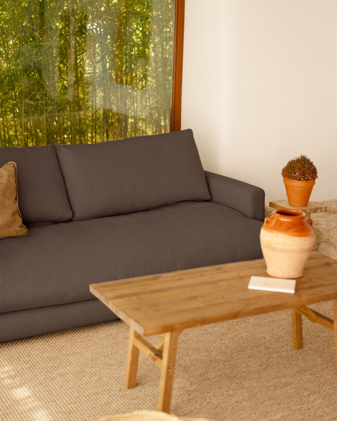 Canapé droit couleur gris foncé de 216cm