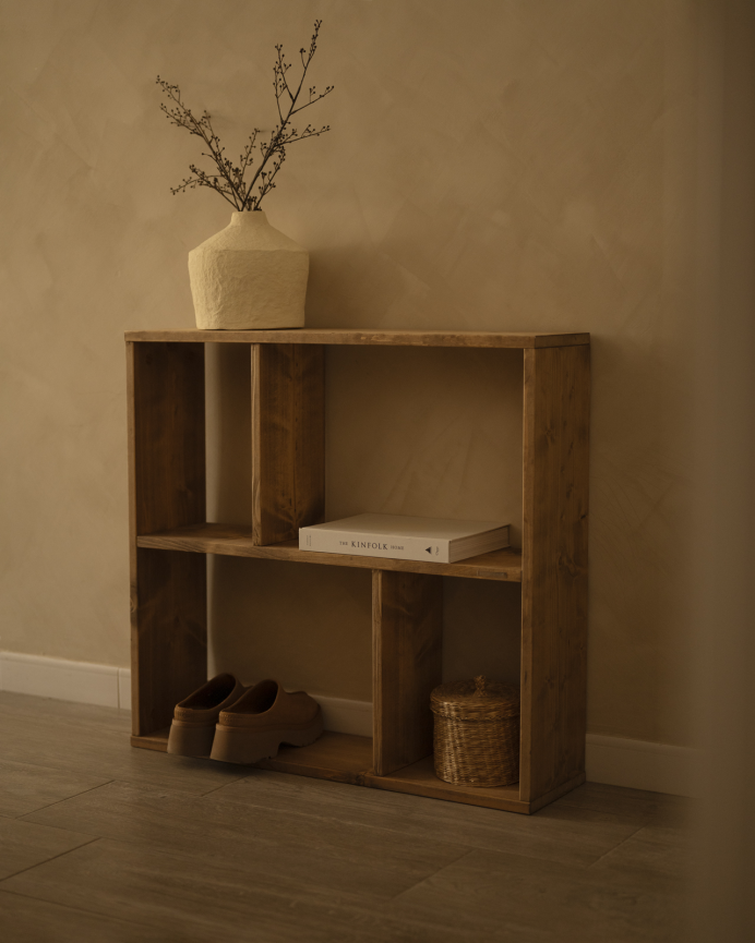 Mobilier d'appoint en bois massif ton chêne foncé avec 1 Mobiliers et 2 séparateur