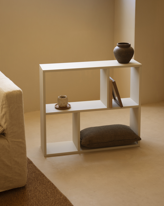 Mobilier d'appoint en bois laqué ton beige avec 1 Mobiliers et 2 séparateurs