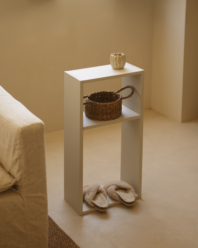 Mobilier d'appoint en bois laqué ton beige avec 1 séparateur