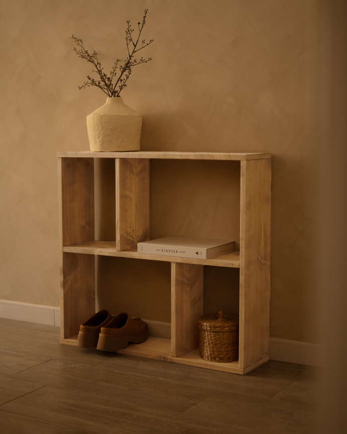 Mobilier d'appoint en bois massif ton chêne moyen avec 1 Mobiliers et 2 séparateur