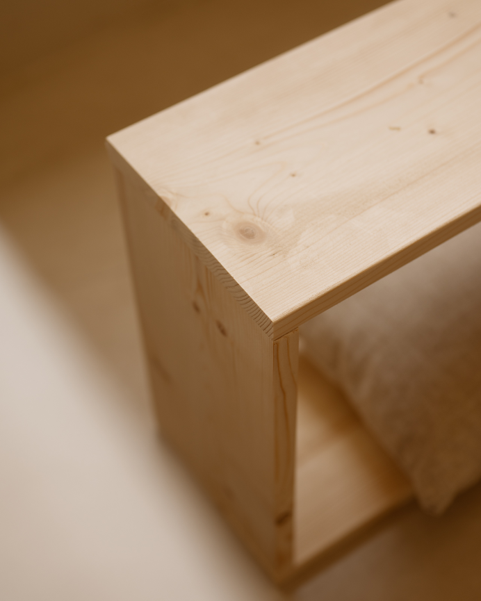 Mobilier d'appoint en bois massif ton naturel avec 1 séparateur