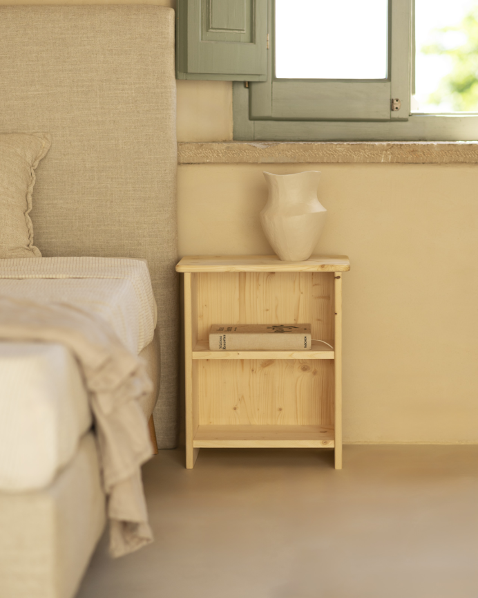 Pack de 2 tables de chevet en bois massif ton naturel de 50x42cm