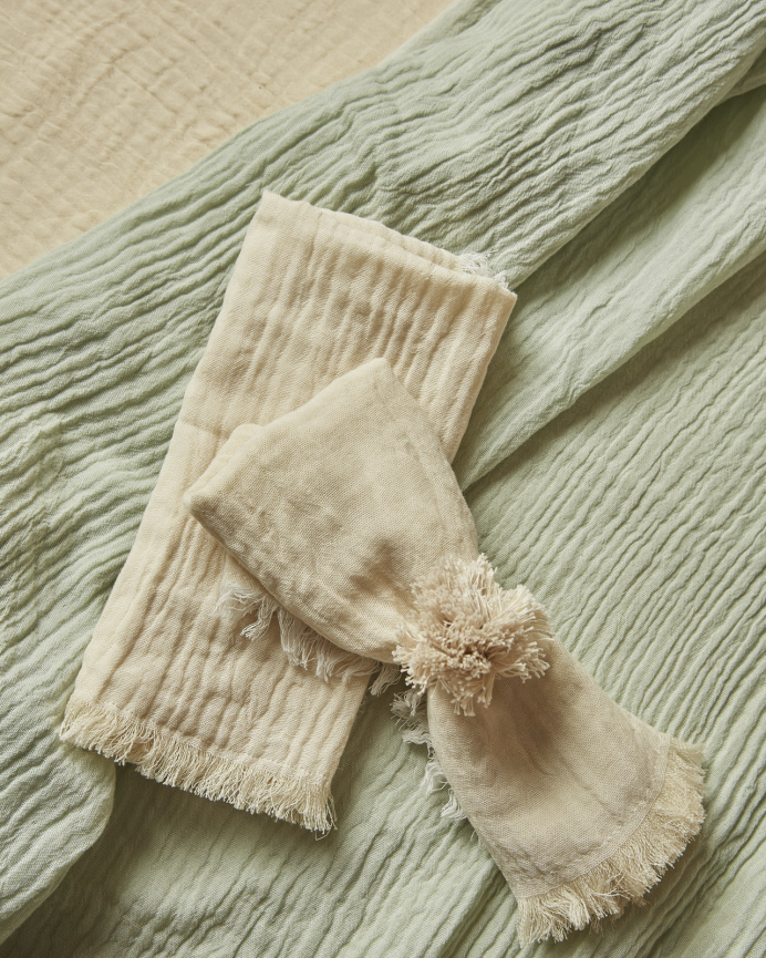 Lot de 4 serviettes en coton écru 45x45 cm