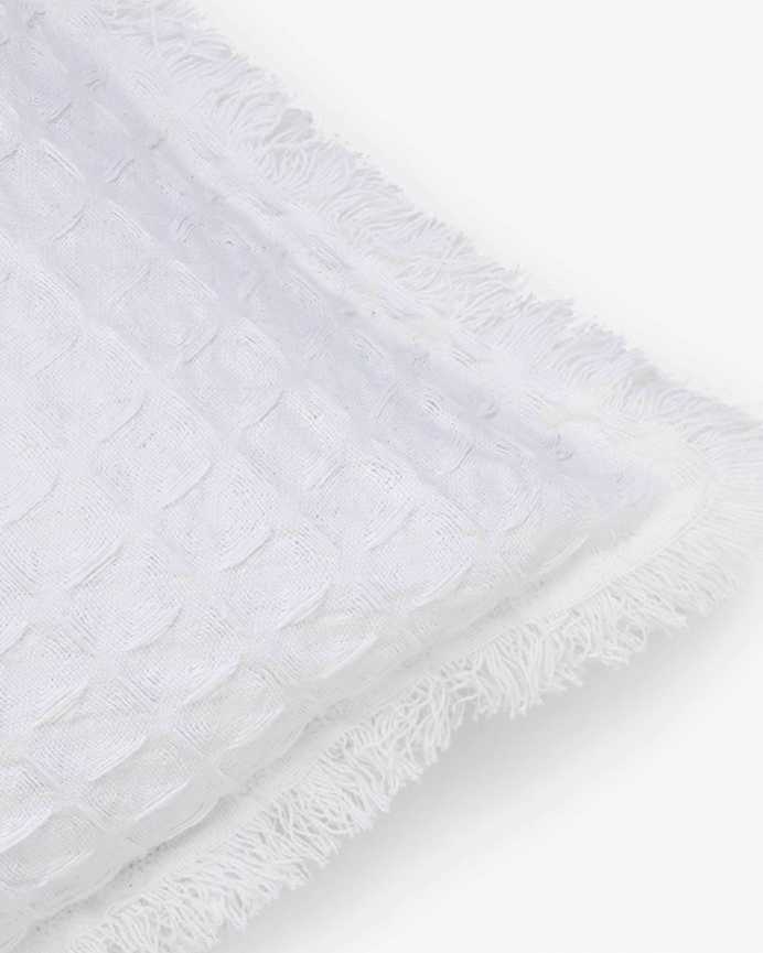 Housse de coussin en coton nid d’abeille couleur blanc 30x60 cm