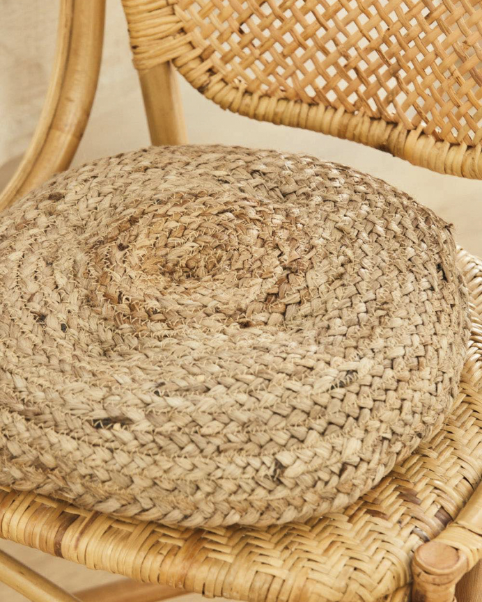 Coussin de chaise rond en jute 40x4 cm